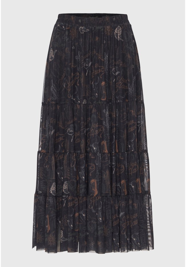 Midi φούστα με βολάν