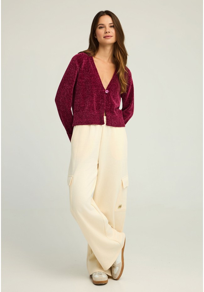 Knitted chenille cardigan