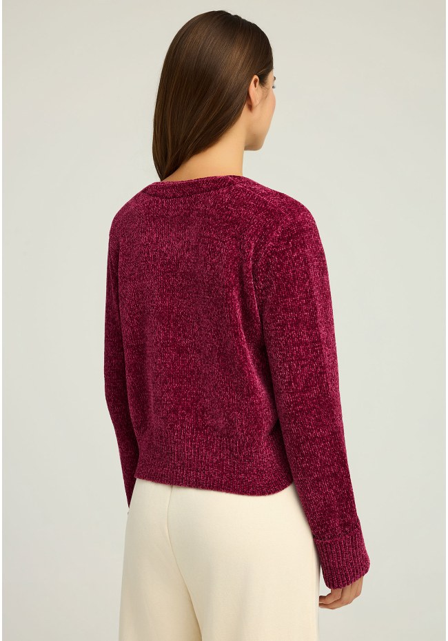 Knitted chenille cardigan