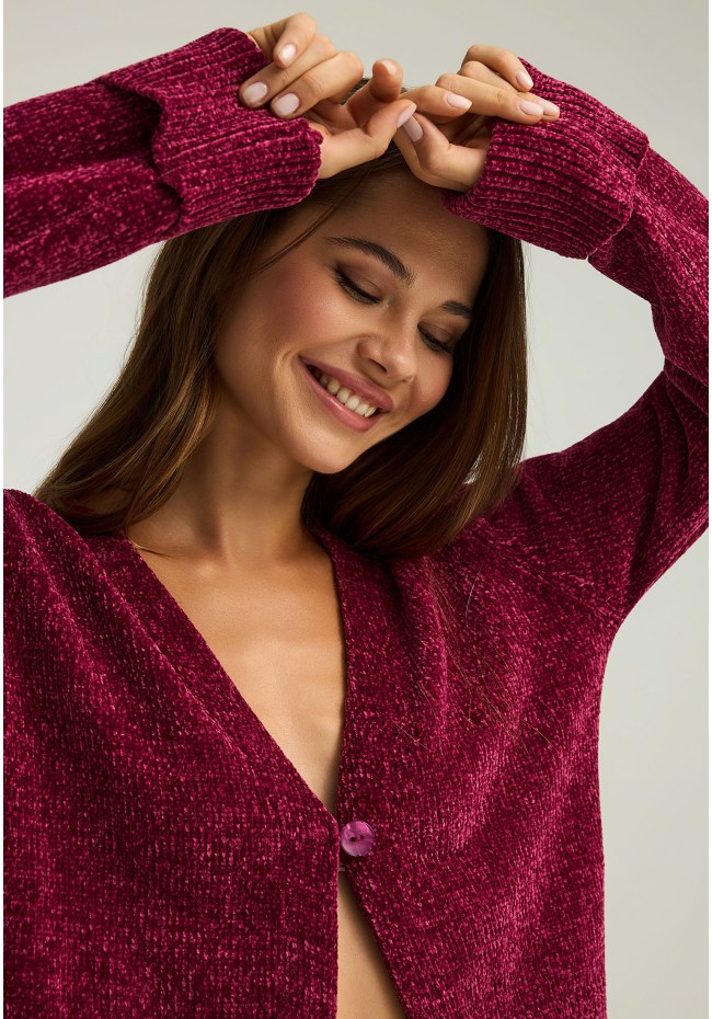Knitted chenille cardigan