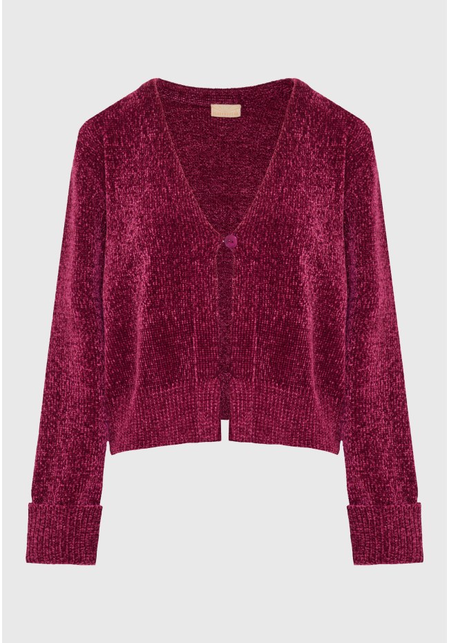 Knitted chenille cardigan