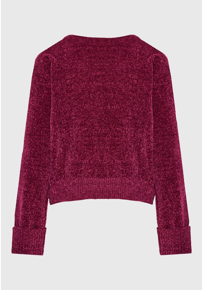 Knitted chenille cardigan