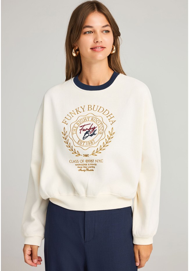 Γυναικείο φούτερ με preppy κέντημα