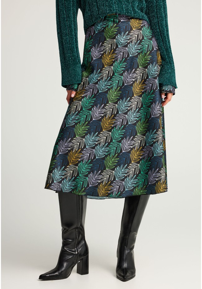Midi φούστα με tropical print