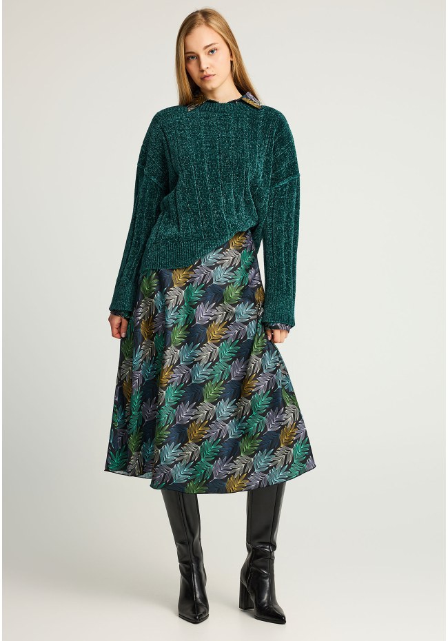 Midi φούστα με tropical print