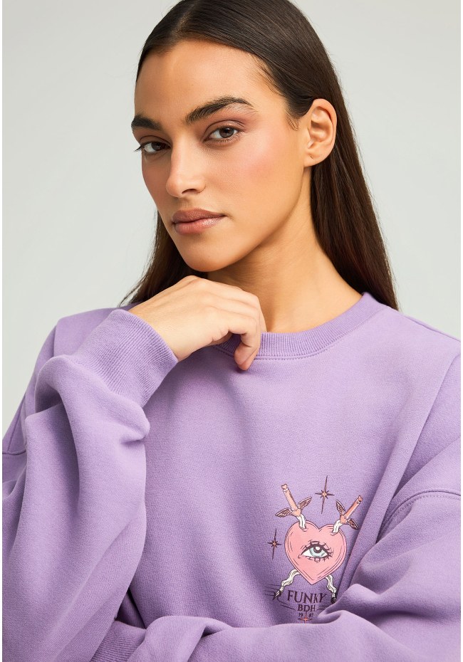 Relaxed fit φούτερ με τύπωμα στην πλάτη
