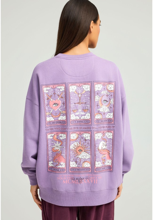 Relaxed fit φούτερ με τύπωμα στην πλάτη