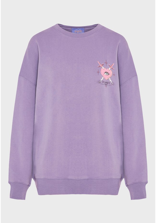 Relaxed fit φούτερ με τύπωμα στην πλάτη