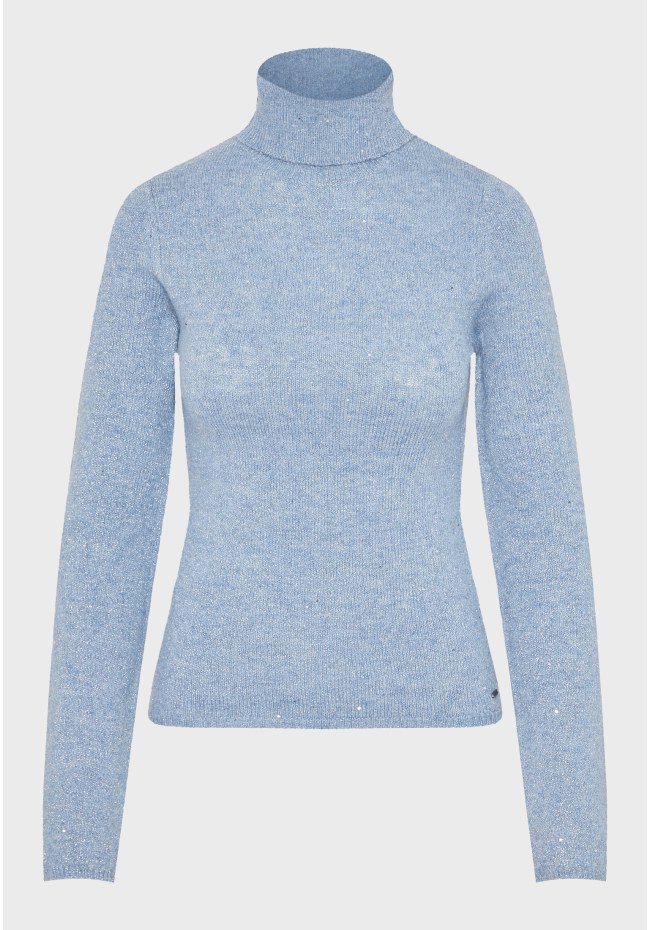 Knitted turtleneck with sequins