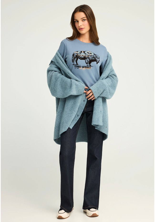 Women's fleece cardigan with buttons