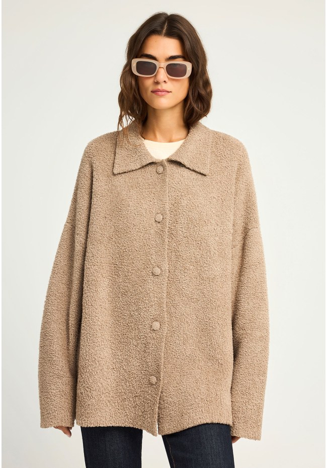 Γυναικεία ζακέτα σε fleece ύφανση με κουμπιά