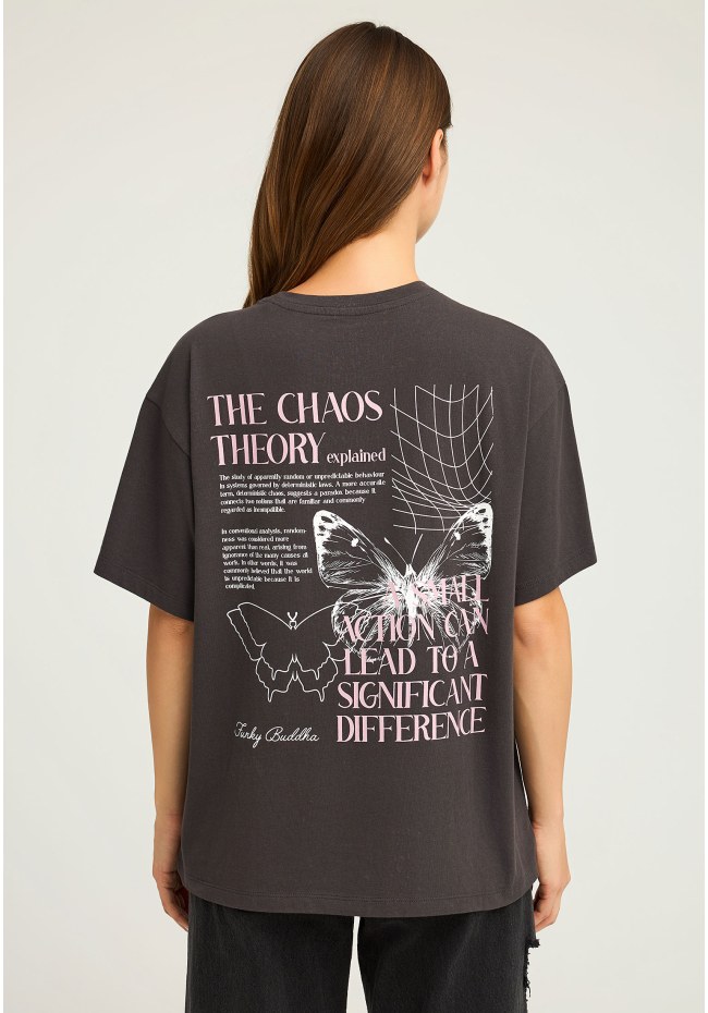 T-shirt with text artwork on the back