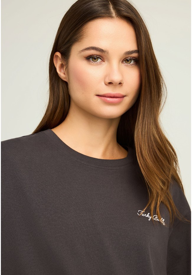 T-shirt with text artwork on the back