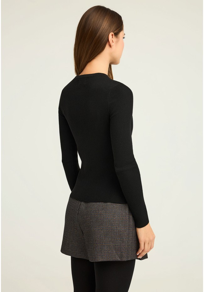 Rib knit with henley neckline
