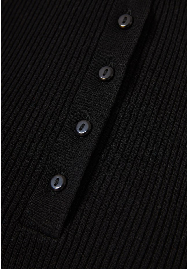 Rib knit with henley neckline