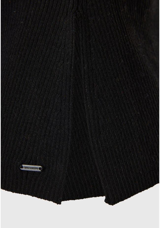 Rib knit with henley neckline