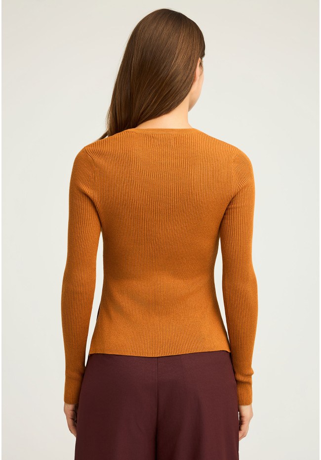 Rib knit with henley neckline