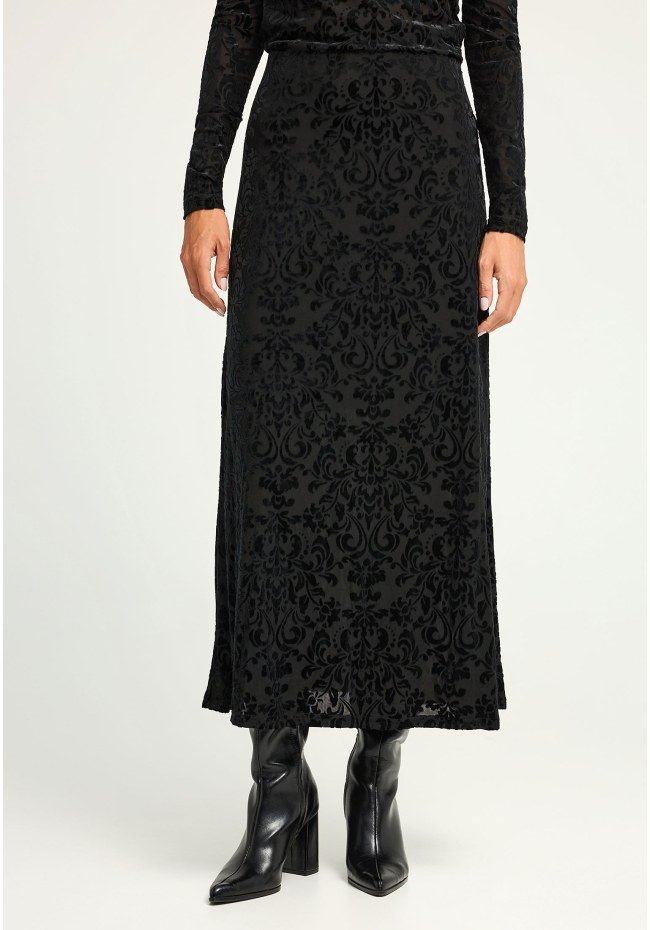 Maxi embroidery φούστα σε ίσια γραμμή