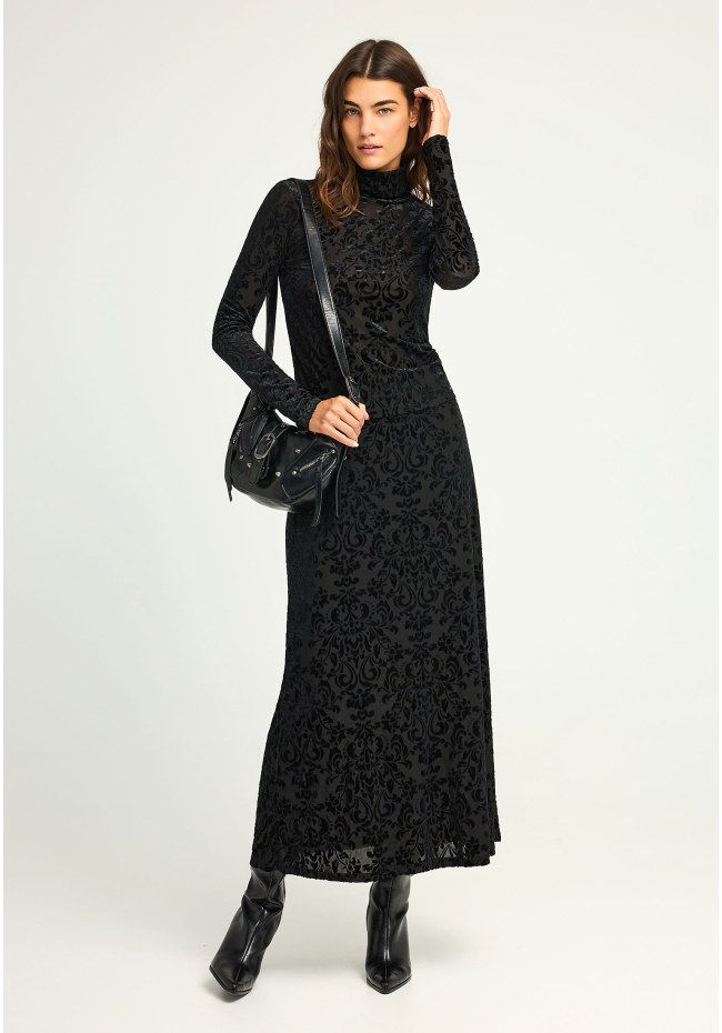 Maxi embroidery φούστα σε ίσια γραμμή