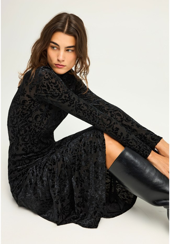 Maxi embroidery φούστα σε ίσια γραμμή