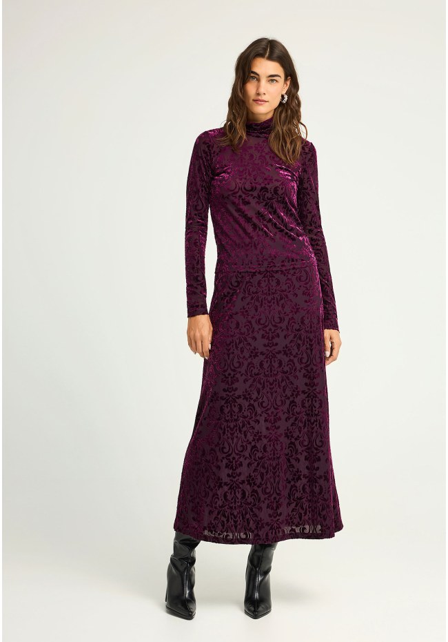 Maxi embroidery φούστα σε ίσια γραμμή