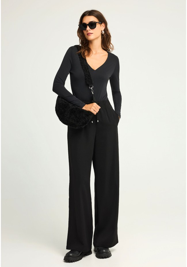 Γυναικείο wide leg παντελόνι με κορδόνι