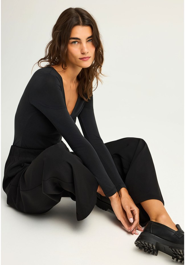 Γυναικείο wide leg παντελόνι με κορδόνι