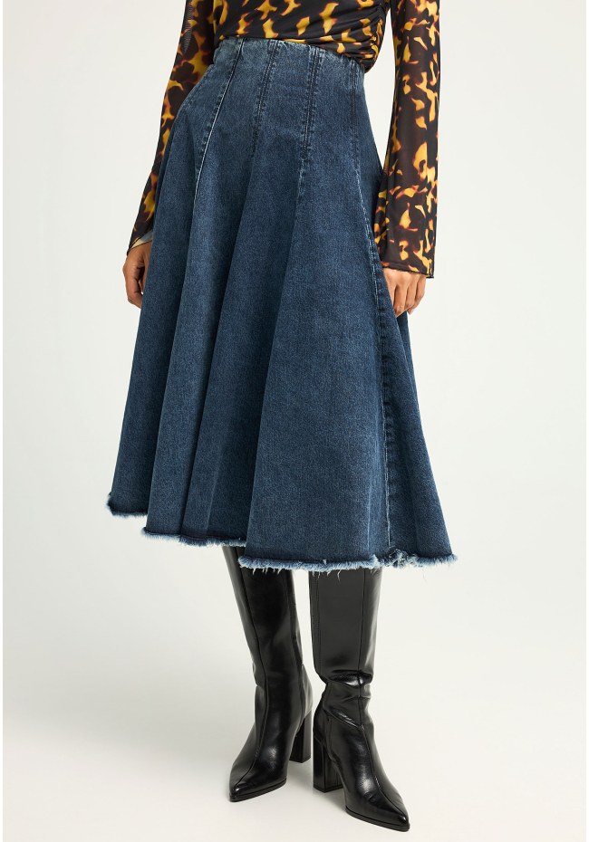 Midi denim φούστα από 100% βαμβάκι