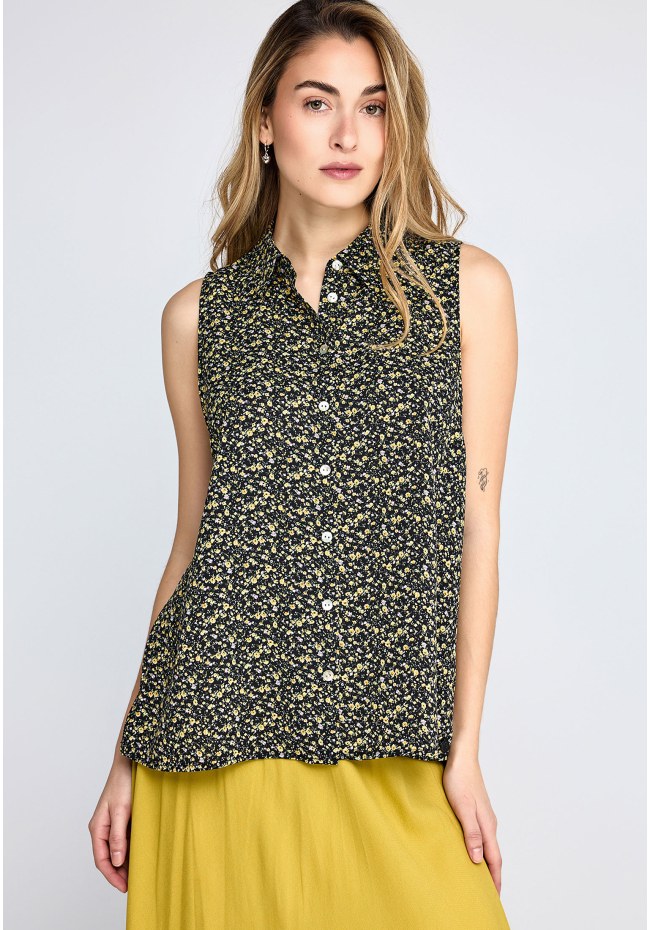 Γυναικείο φλοράλ αμάνικο πουκάμισο