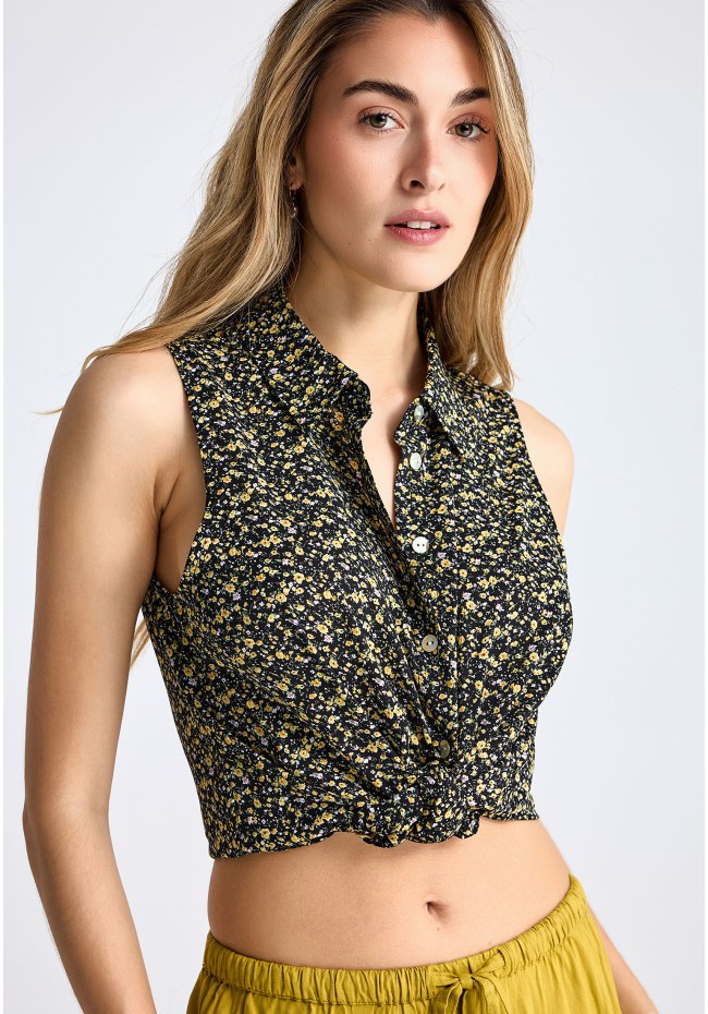 Γυναικείο φλοράλ αμάνικο πουκάμισο