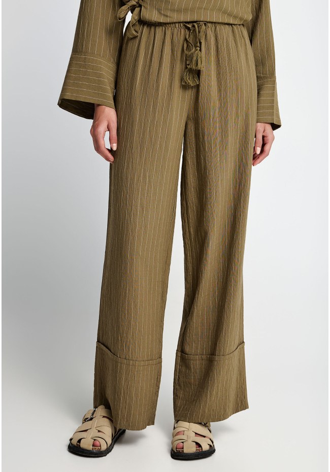 Γυναικεία relaxed fit ριγέ παντελόνα