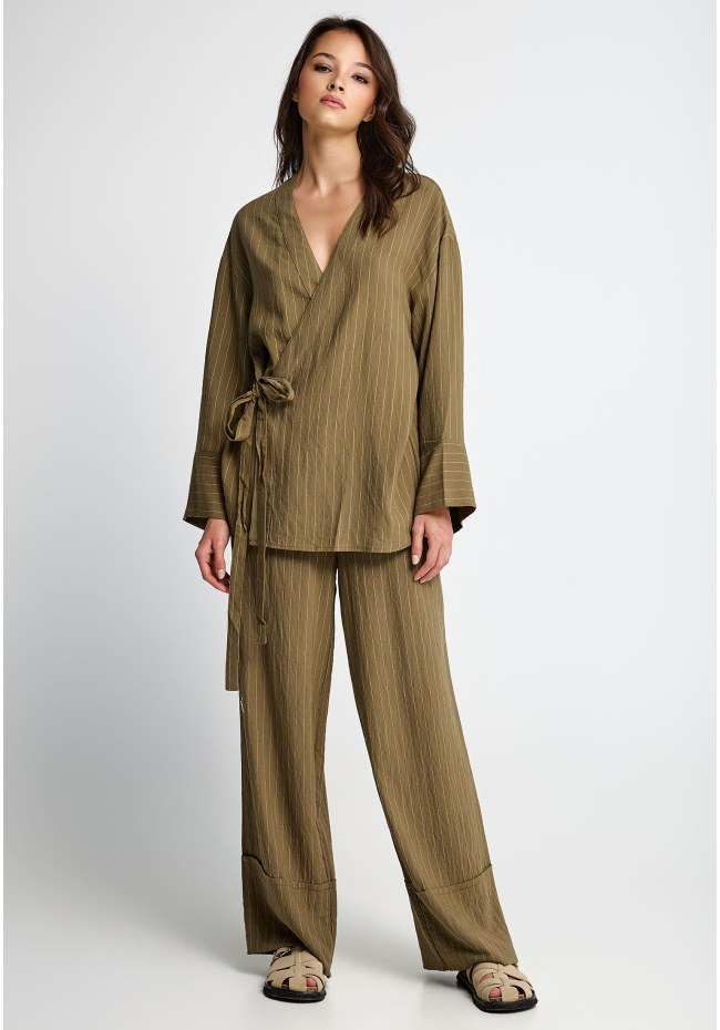 Γυναικεία relaxed fit ριγέ παντελόνα