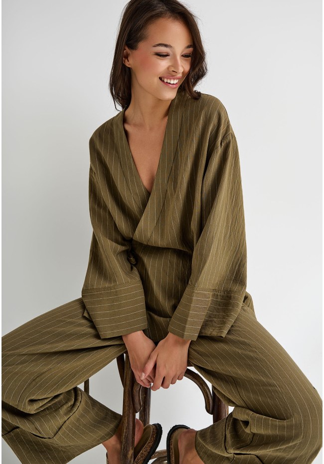 Γυναικεία relaxed fit ριγέ παντελόνα