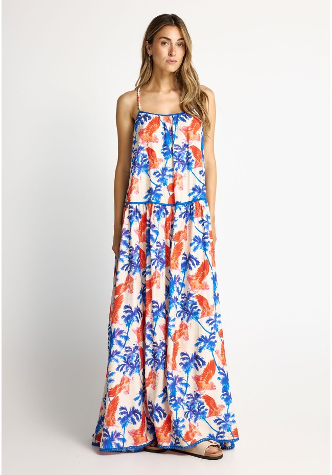 Women's relaxed fit maxi dress with all over print