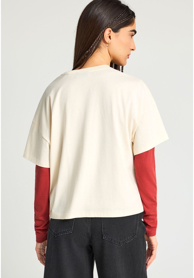 Γυναικείο βαμβακερό loose t-shirt με τύπωμα