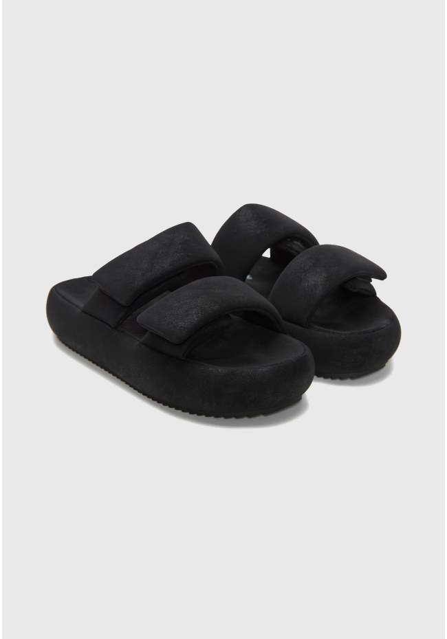 Γυναικεία flatform slides με puffer λουράκια