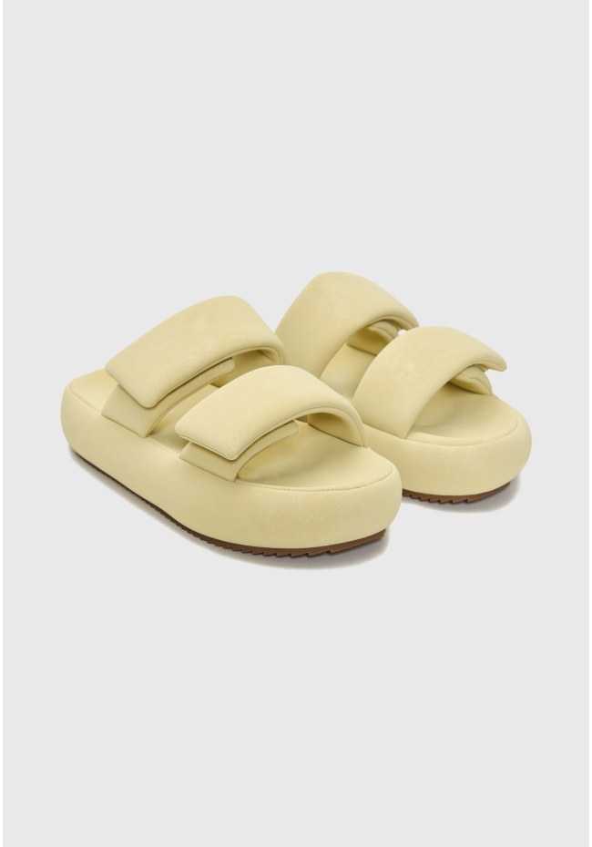 Γυναικεία flatform slides με puffer λουράκια