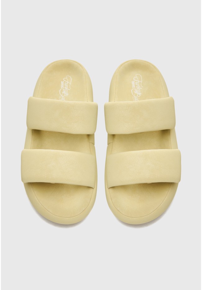 Γυναικεία flatform slides με puffer λουράκια