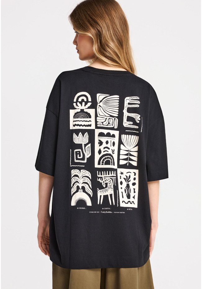 Γυναικείο relaxed t-shirt με τύπωμα στην πλάτη