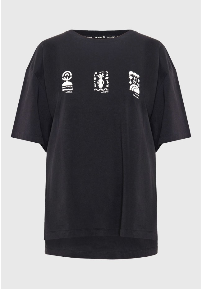 Γυναικείο relaxed t-shirt με τύπωμα στην πλάτη