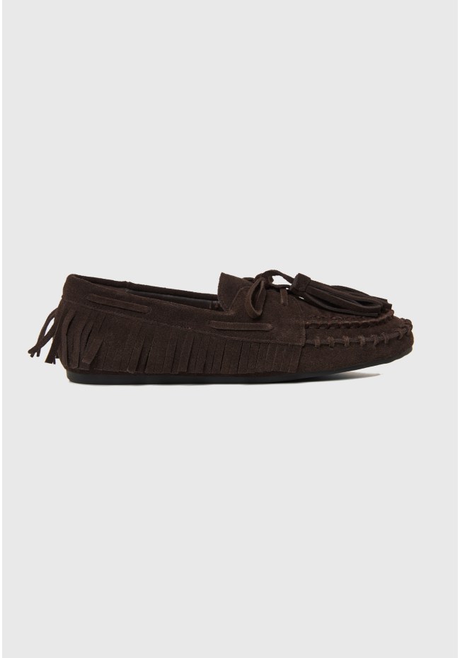 Women's leather tassel loafers
