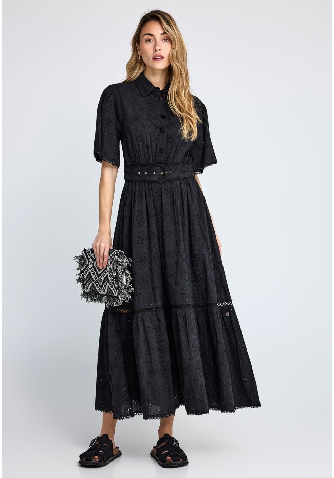 Γυναικείο embroidery relaxed-fit midi φόρεμα από βαμβάκι