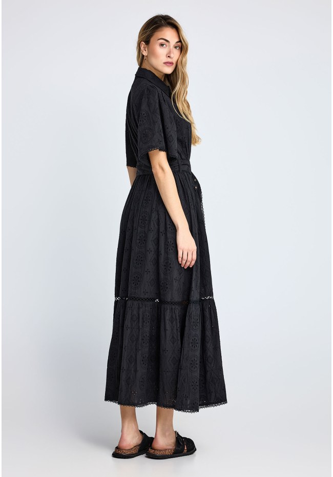 Γυναικείο embroidery relaxed-fit midi φόρεμα από βαμβάκι