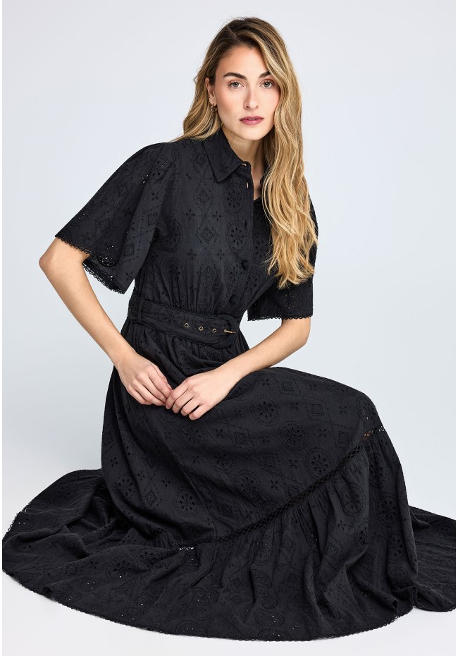 Γυναικείο embroidery relaxed-fit midi φόρεμα από βαμβάκι