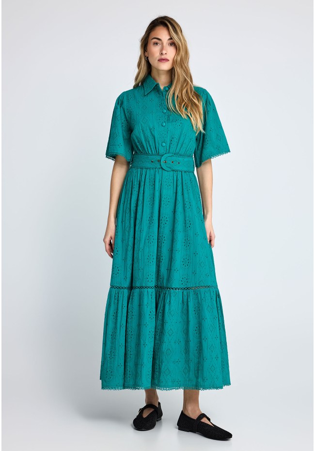 Γυναικείο embroidery relaxed-fit midi φόρεμα από βαμβάκι