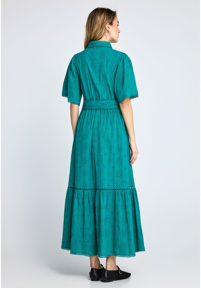Γυναικείο embroidery relaxed-fit midi φόρεμα από βαμβάκι
