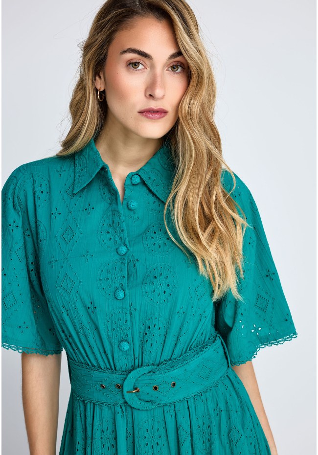 Γυναικείο embroidery relaxed-fit midi φόρεμα από βαμβάκι