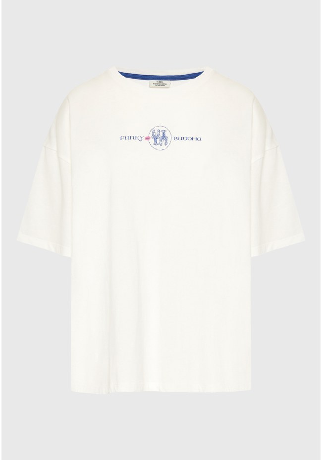 Women's relaxed t-shirt with print on the back- 100% cotton