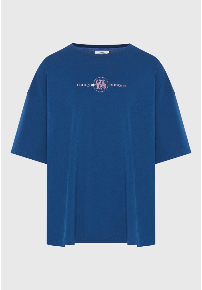 Women's relaxed t-shirt with print on the back- 100% cotton