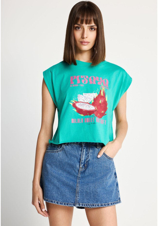 Women's sleeveless t-shirt made of organic cotton